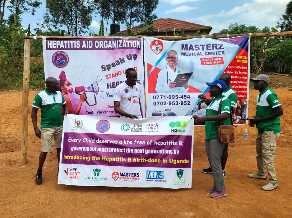 Group of men advocating for hepatitis B vaccination in Uganda